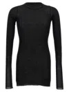 Rick Owens Black Cotton Ribbed Long Sleeves T-shirt In Black