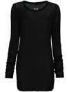 Rick Owens Ribbed Long-sleeve Top With Signature Back Stitching In Black