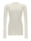 Rick Owens Ribbed Long Sleeve Silk Blend T-shirt In White