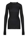 Rick Owens Ribbed Long-sleeve Top With Signature Back Stitching In Black