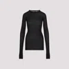 Rick Owens Ribbed Long-sleeve Top With Signature Back Stitching In Black