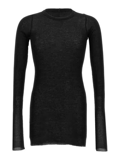 Rick Owens Fitted Sheer Long-sleeve Viscose-silk Top In Black
