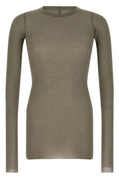 Rick Owens Tower Rib Ls T Raw-cut T-shirt In Gray