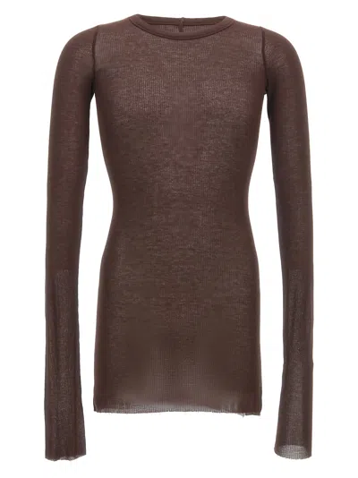 Rick Owens Rib T-shirt In Brown