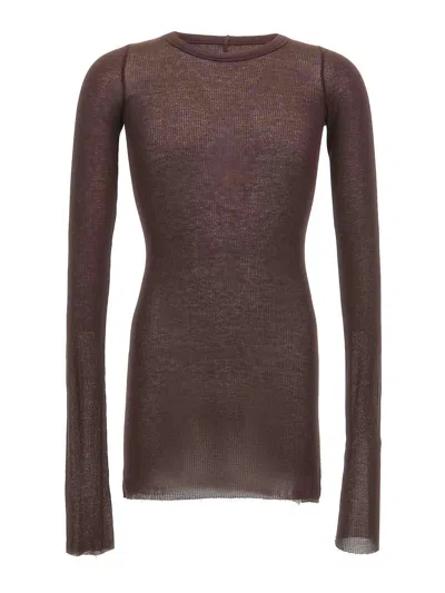 Rick Owens Rib T-shirt In Brown