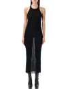 Rick Owens Ribbed Midi Tank Dress In Black