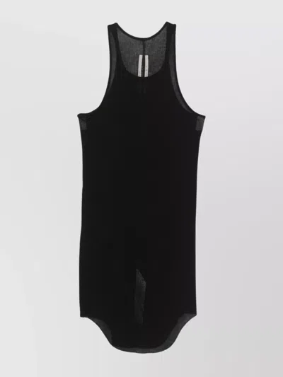 Rick Owens Rib Tank Top Olympic Neckline In Black