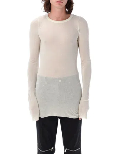 Rick Owens Ribbed Long-sleeve Tee In White