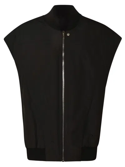 Rick Owens Rib Trim Sleeveless Zipped Jacket In Black