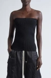 Rick Owens Rib Virgin Wool Blend Tube Top In Black
