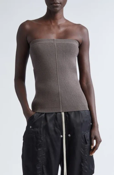 Rick Owens Rib Virgin Wool Blend Tube Top In Brown