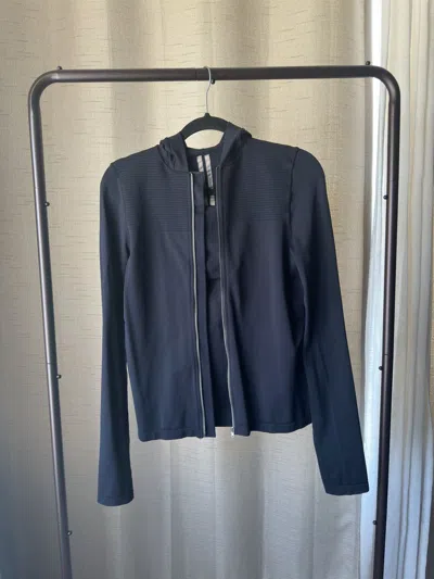 Pre-owned Rick Owens Rib Zip-up Hoodie In Black