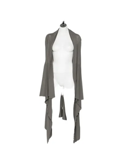 Rick Owens Ribbed Asymmetric Cardigan In Gray