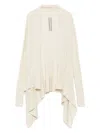 Rick Owens Ribbed Asymmetric-hem Cardigan In Neutral