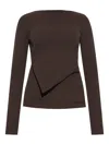 Rick Owens Ribbed Asymmetric Sweater In Brown
