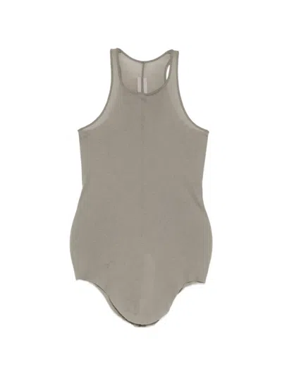 Rick Owens Ribbed Asymmetric Tank Top In Gray