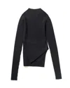 Rick Owens Ribbed Asymmetrical Top With High Collar In Black