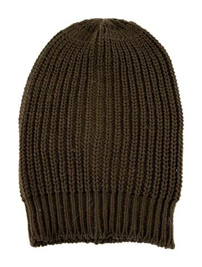 Pre-owned Rick Owens Ribbed Beanie In Green