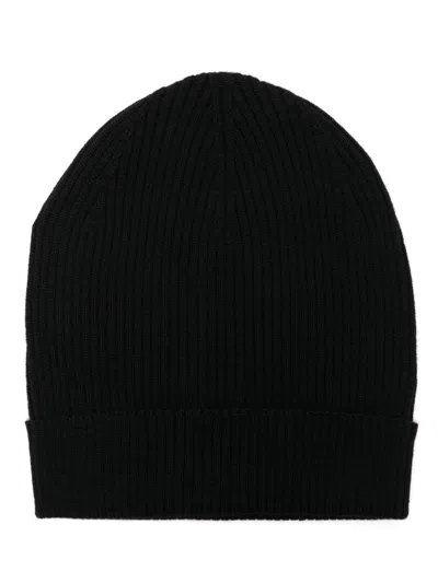 Rick Owens Ribbed Beanie Hat In Black