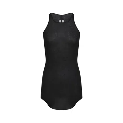 Rick Owens Ribbed Black Sleeveless Top With Rounded Hem