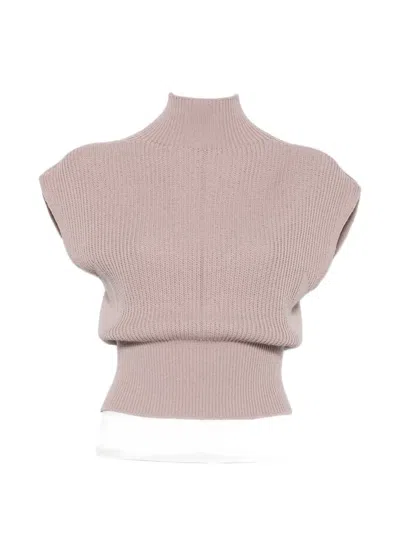 Rick Owens Ribbed Cap-sleeve Top In Pink