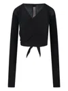 Rick Owens V-neck Knit Top With Crossed Front Detail In Black