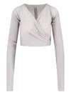 Rick Owens Ribbed Cardigan In Gray