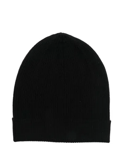 Rick Owens Ribbed Cashmere Beanie In Black