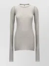 Rick Owens Ribbed Crew Neck Long Sleeve T-shirt In Gray