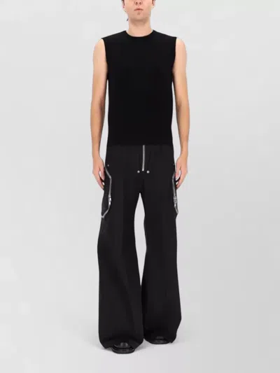Rick Owens Ribbed Crew Neck Sleeveless Knit Top In Black