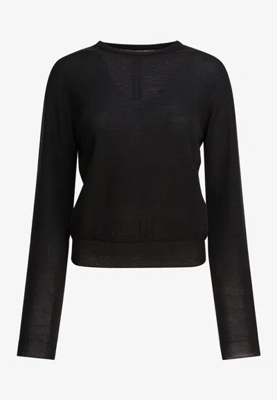 Rick Owens Ribbed Crewneck Sweater In Black