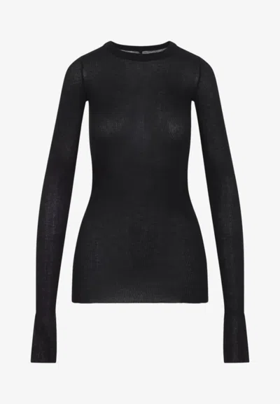 Rick Owens Ribbed Crewneck Sweater In Black