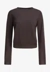 Rick Owens Ribbed Crewneck Sweater In Brown