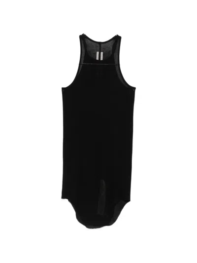 Rick Owens Ribbed Curved-hem Tank Top In Black