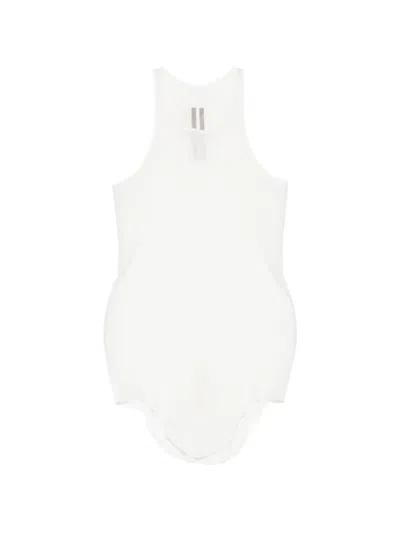 Rick Owens Ribbed Curved-hem Tank Top In White