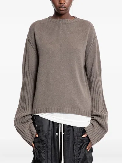 Rick Owens Oversized Knit Sweater Dropped Shoulders In Neutral