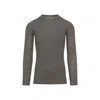 Rick Owens Ribbed Fitted Long-sleeved Top With Classic Crew Neckline In Gray