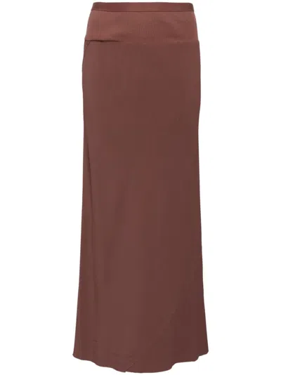 Rick Owens Ribbed Flared Skirt In Neutrals
