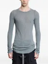 Rick Owens Ribbed Forever Long-sleeve Top In Blue