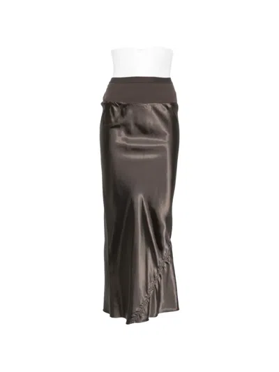 Rick Owens Ribbed Gathered Maxi Skirt In Gray
