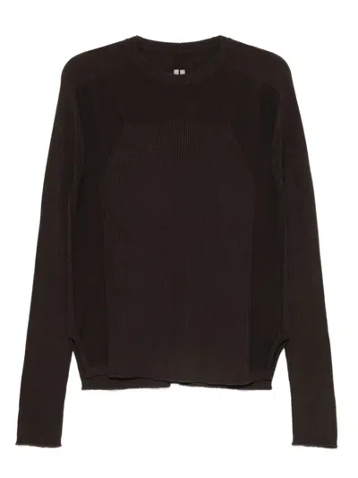 Rick Owens Ribbed Geo Sweater In Brown