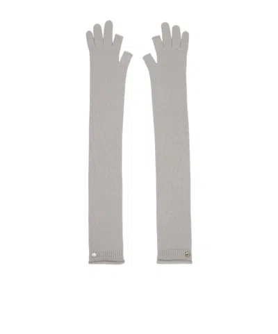 Rick Owens Ribbed Gloves In Gray