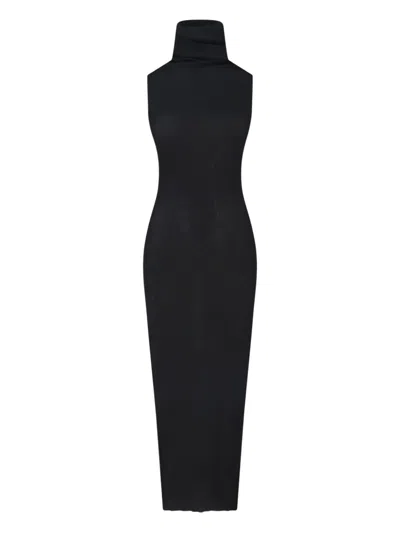 RICK OWENS RIBBED HIGH-NECK MAXI DRESS