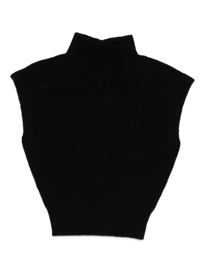 Rick Owens Ribbed High-neck Sleeveless Top In Black