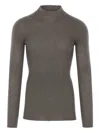 Rick Owens Ribbed High-neck Sweater In Brown