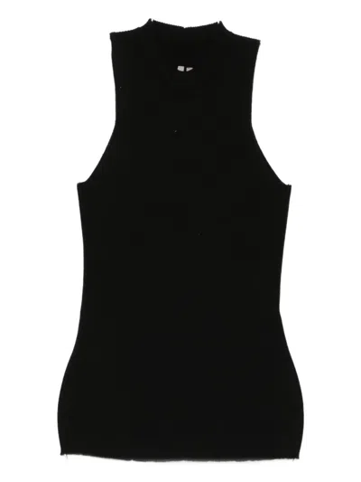 Rick Owens Ribbed High-neck Top In Black