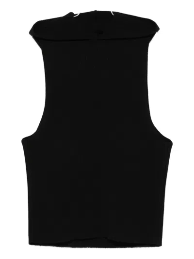 Rick Owens Ribbed Hooded Vest In Black