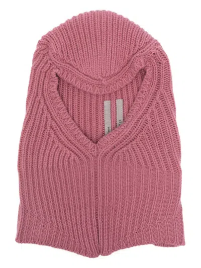 Rick Owens Ribbed-knit Balaclava In Pink
