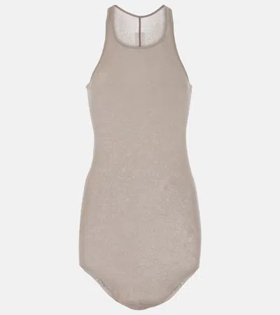 Rick Owens Ribbed-knit Cotton Tank Top In Beige