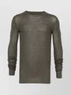 Rick Owens Ribbed Knit Crewneck Long Sleeve Sweater In Gray